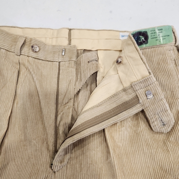 NWT Boston Traders Corduroy Pants Mens 36x37 Khaki Raw Hem Vintage Deadstock - Picture 5 of 13